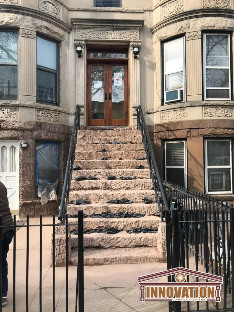 Restored Fire Escape Metal Railing on NYC brownstone exterior