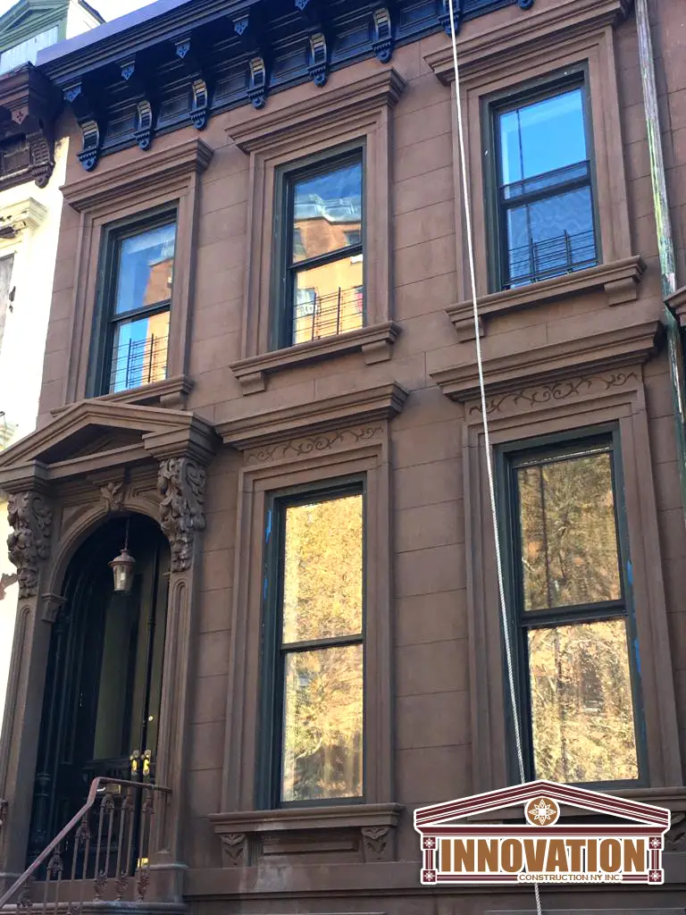 Clinton Hill brownstone facade restoration work