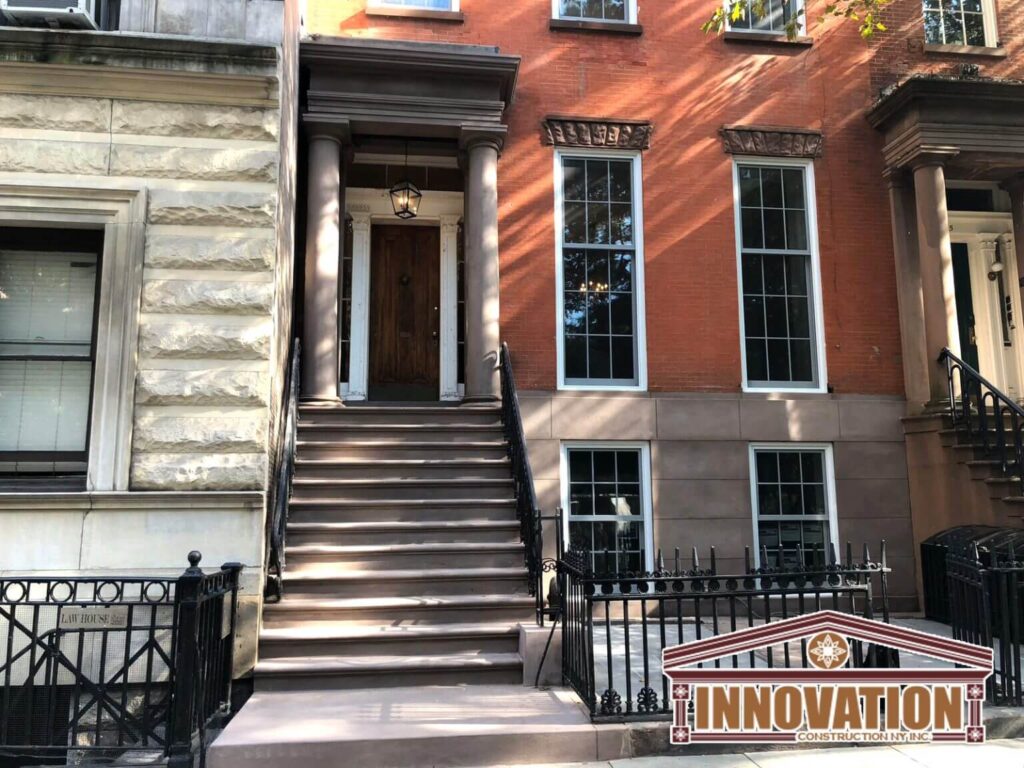 New York Brownstone restoration on Greenwich Village facade