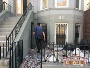 Brownstone and cornice work by Innovation Construction NY