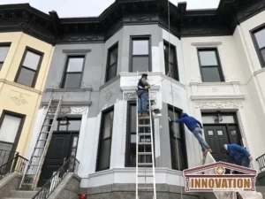Crown Heights brownstone and cornice restoration