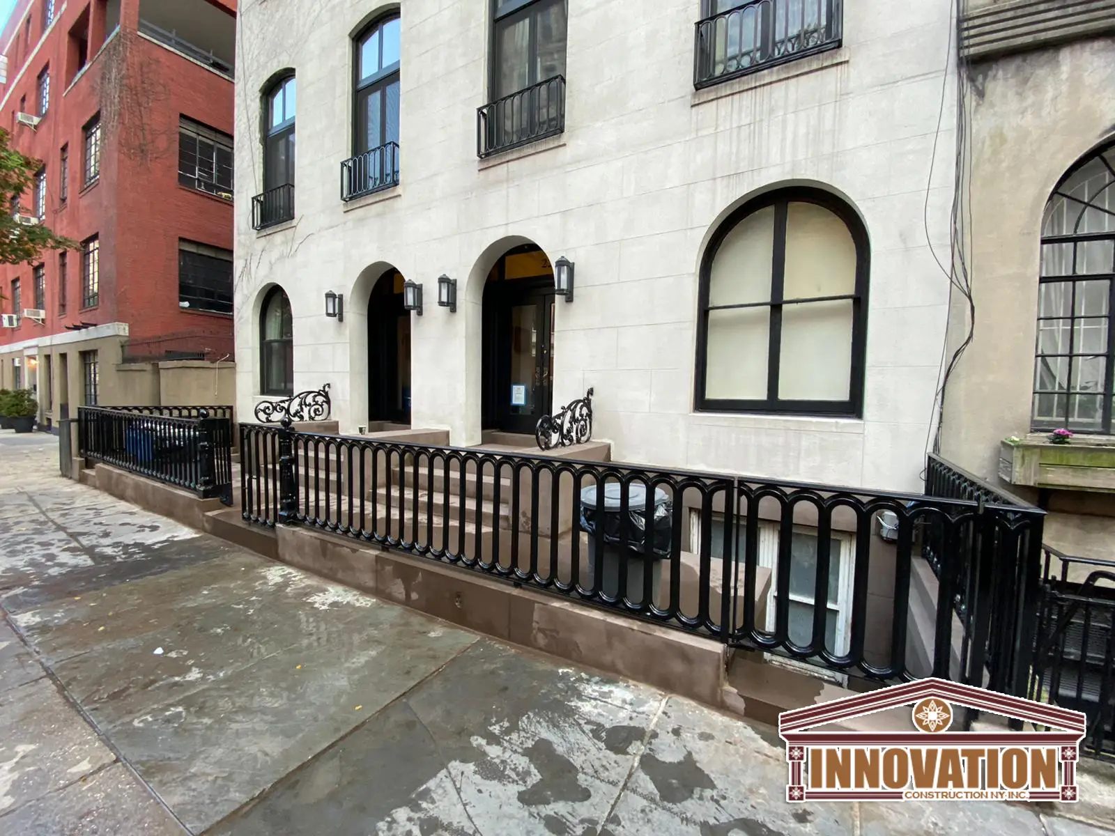 Restored brownstone stoop in Prospect Park South Brooklyn