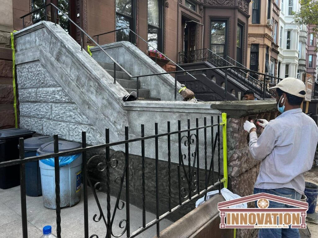 Exterior steps and stoop repair Brooklyn brownstone