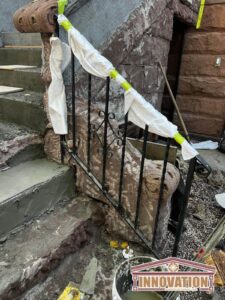 Before and after Brooklyn brownstone stoop restoration