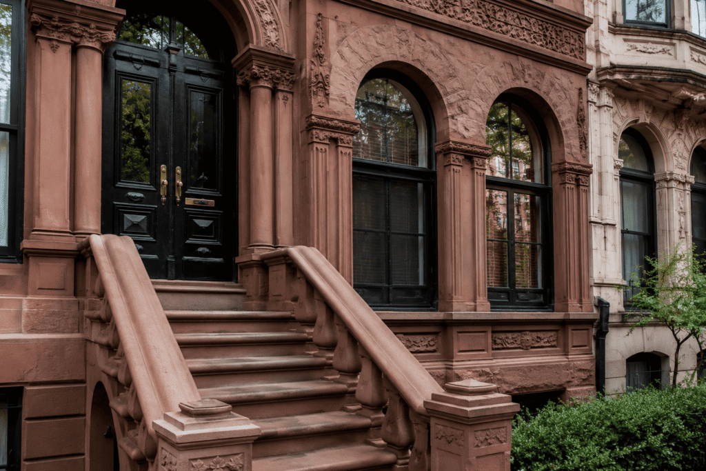 Fort Greene Brownstone Restoration featuring restored historic brownstone facades and stoops in Brooklyn