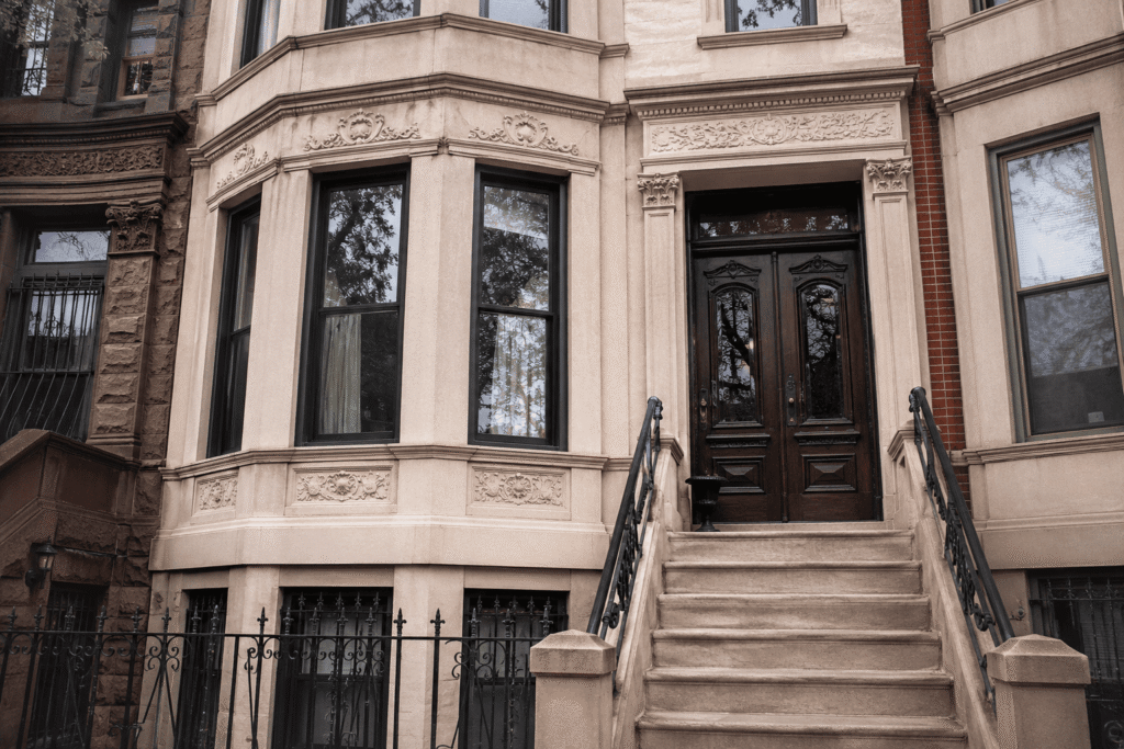 Crown Heights Brownstone Restoration showing restored limestone facade and historic Brooklyn row house